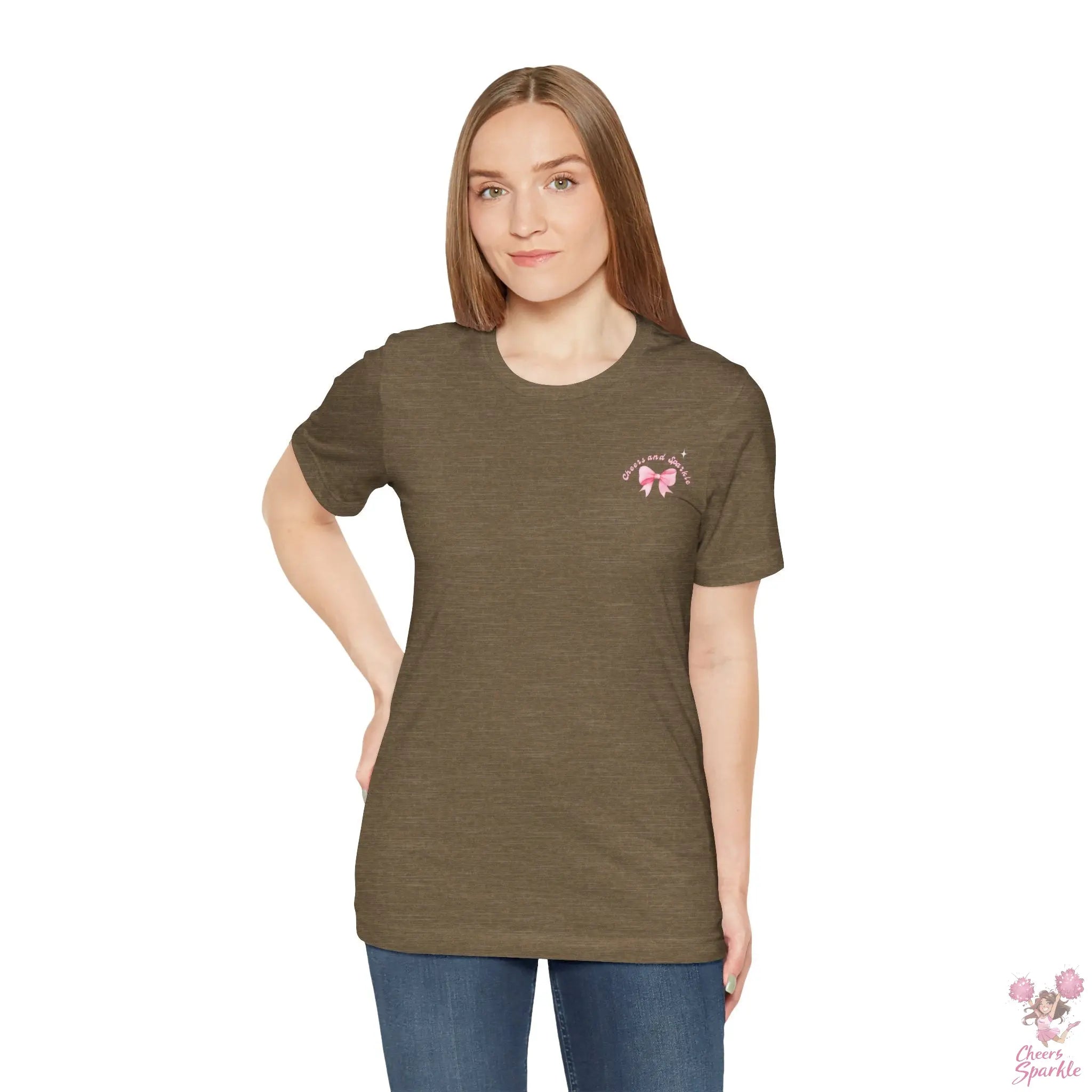 "Believe in Yourself"  mit Schleifenmotiv V-Ausschnitt T-Shirt Cheers and Sparkle