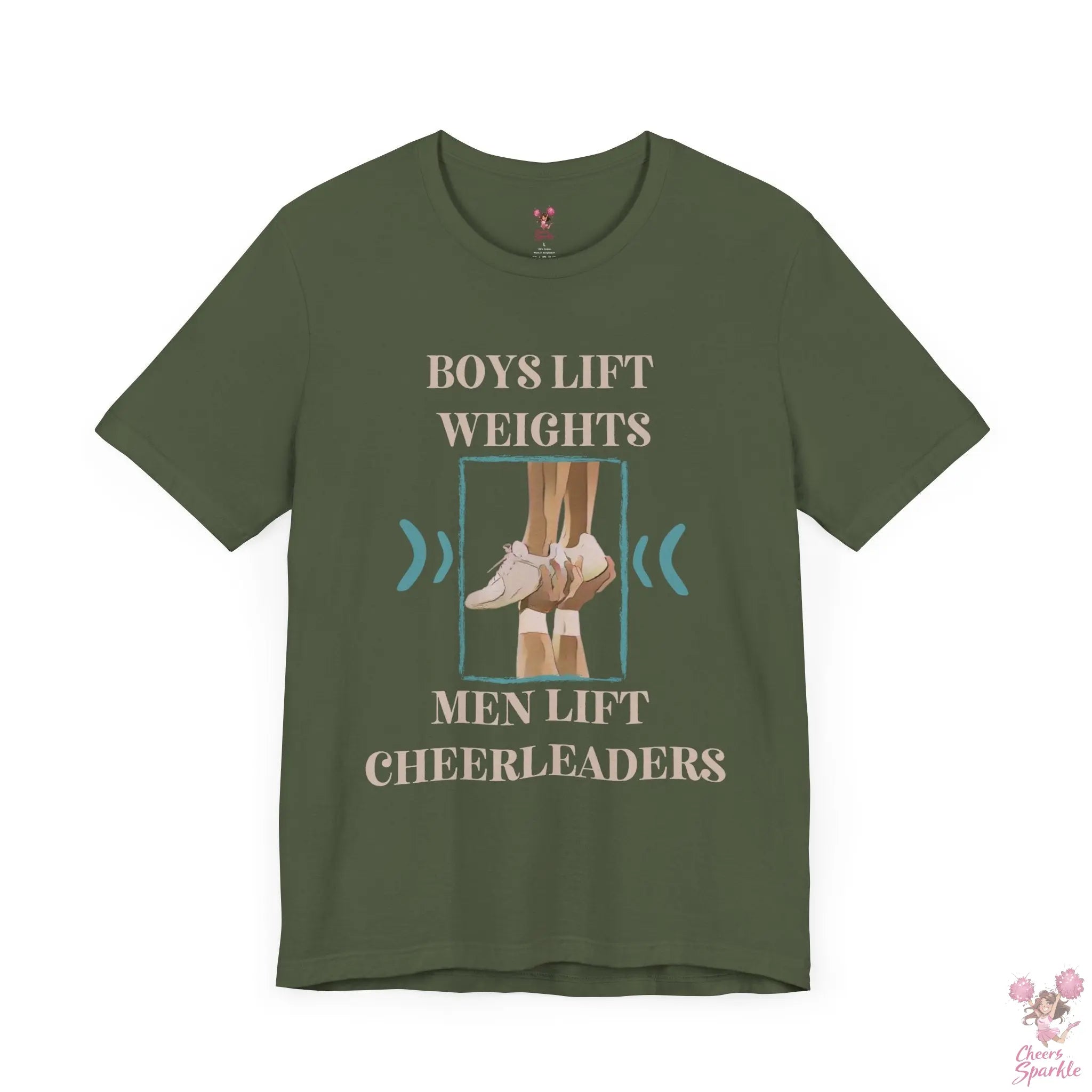 Herren T-Shirt „Boys Lift Weights, Men Lift Cheerleaders“ Cheers and Sparkle