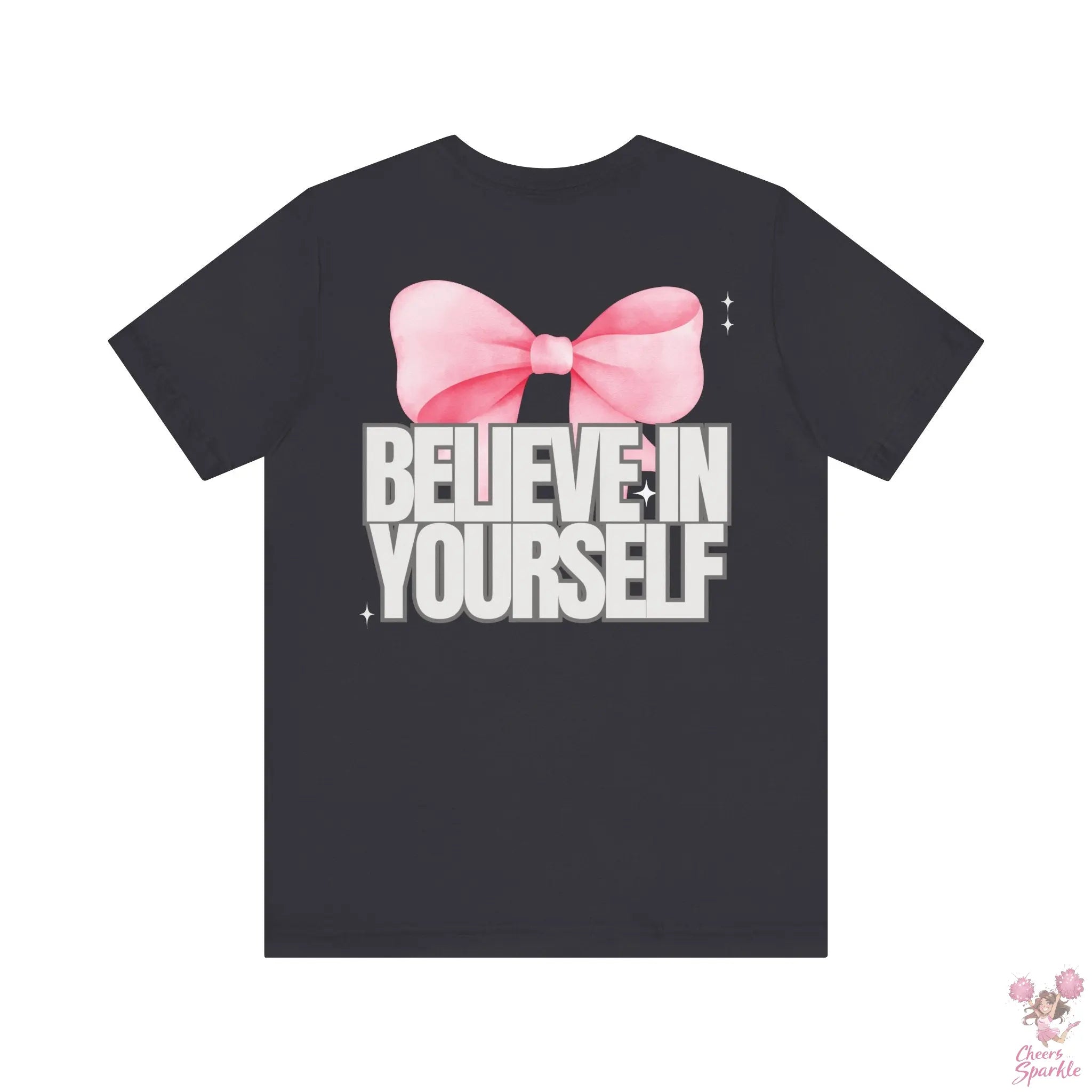 "Believe in Yourself"  mit Schleifenmotiv V-Ausschnitt T-Shirt Cheers and Sparkle