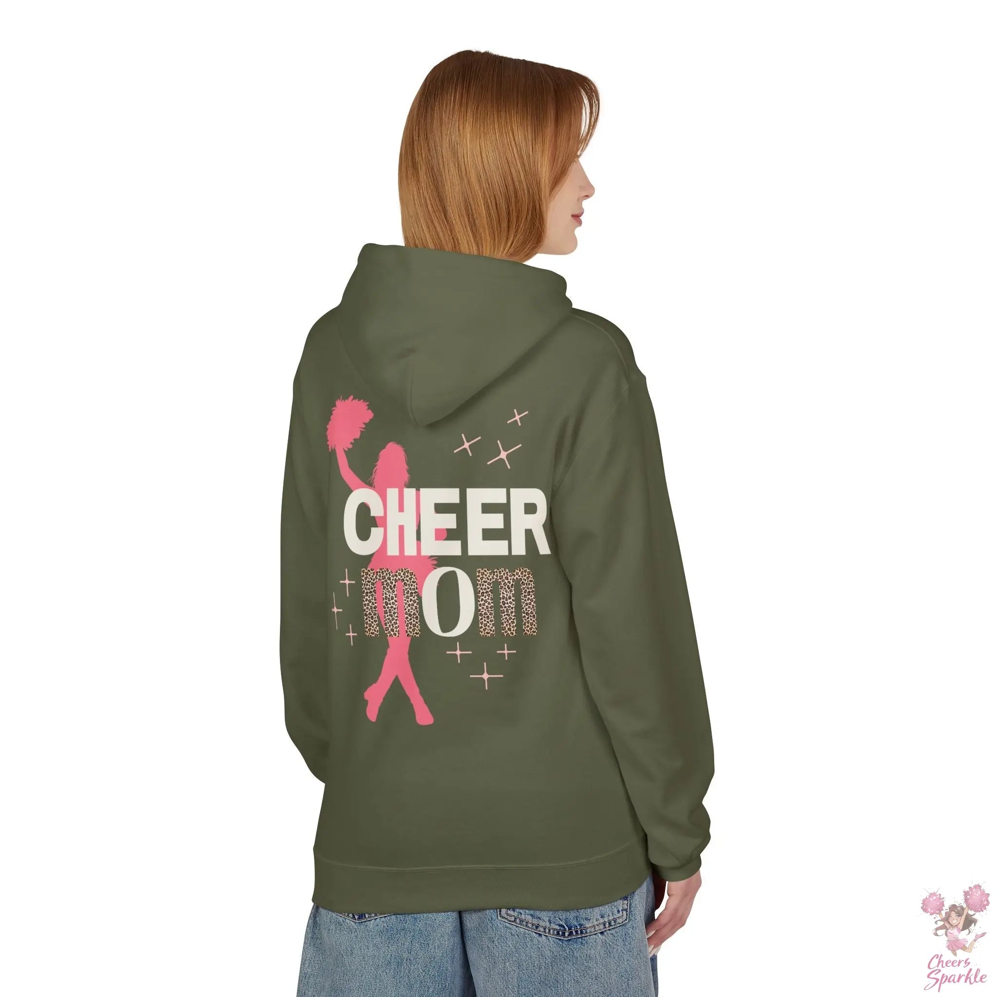 Cheer Mom Hoodie - Leo Print Cheers and Sparkle