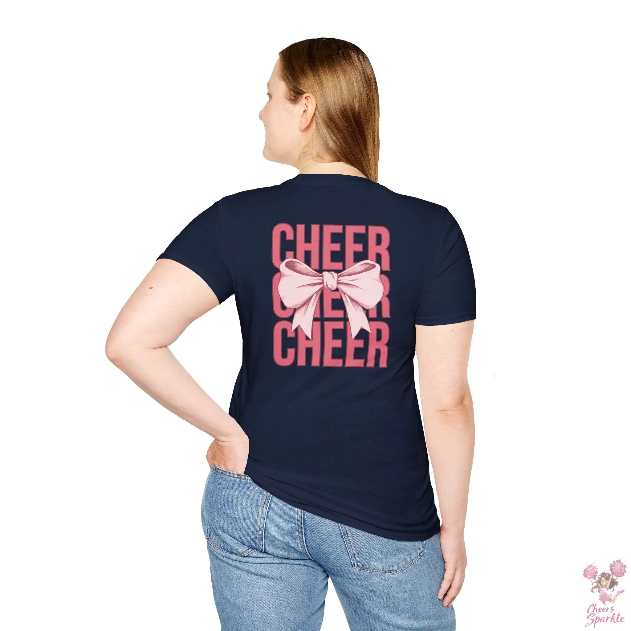 Cheerful Bow Unisex Softstyle T-Shirt Cheers and Sparkle