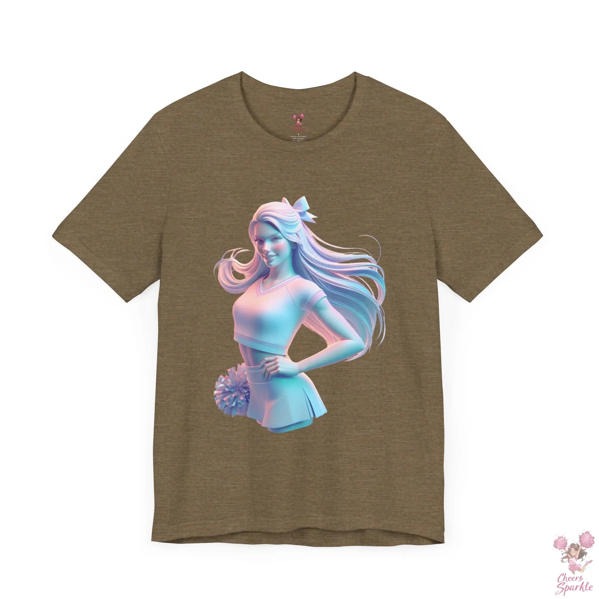Dynamisches 3D-Cheerleader-Motiv T-Shirt Cheers and Sparkle