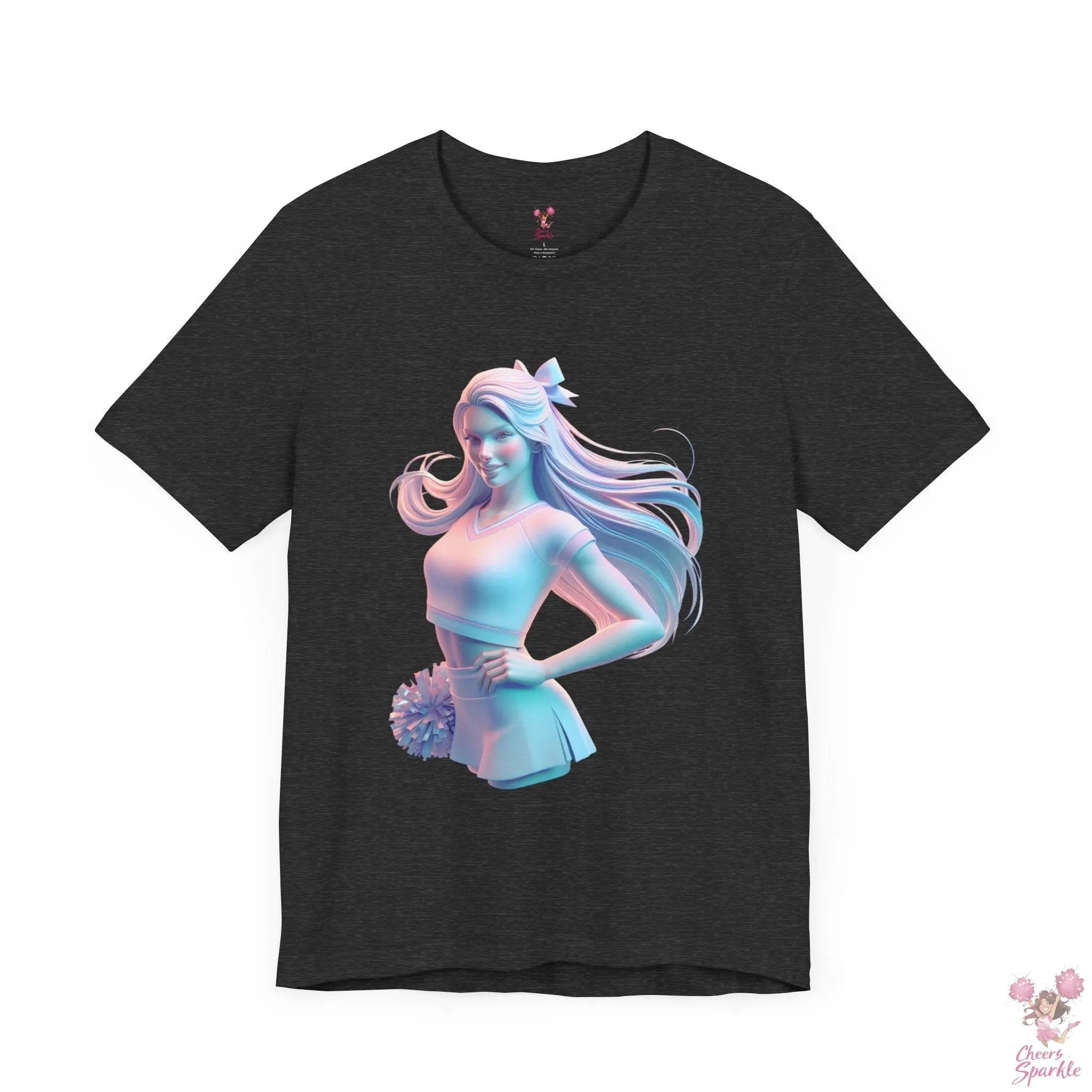 Dynamisches 3D-Cheerleader-Motiv T-Shirt Cheers and Sparkle