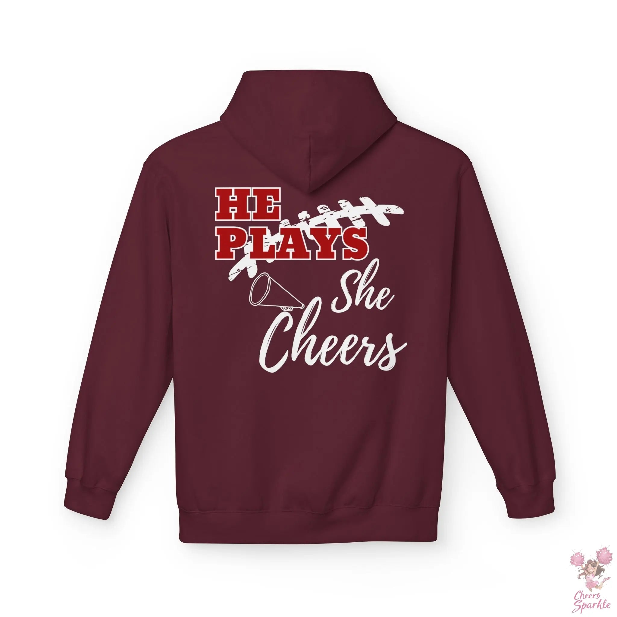 He Plays - She Cheers Hoodie Printify
