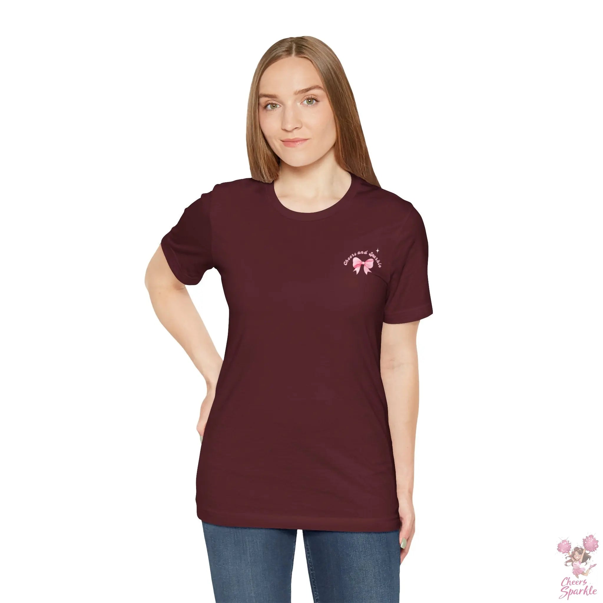 "Believe in Yourself"  mit Schleifenmotiv V-Ausschnitt T-Shirt Cheers and Sparkle