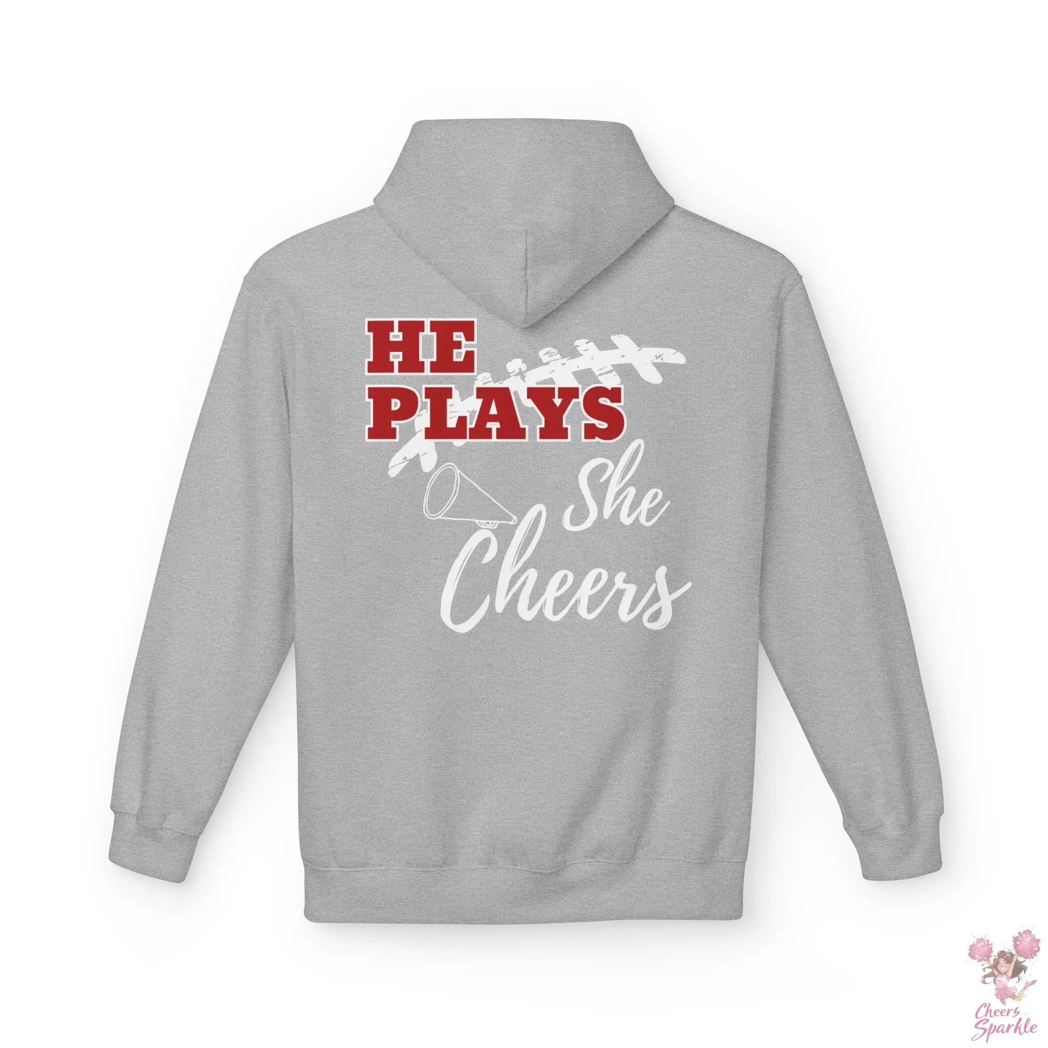 He Plays - She Cheers Hoodie Printify