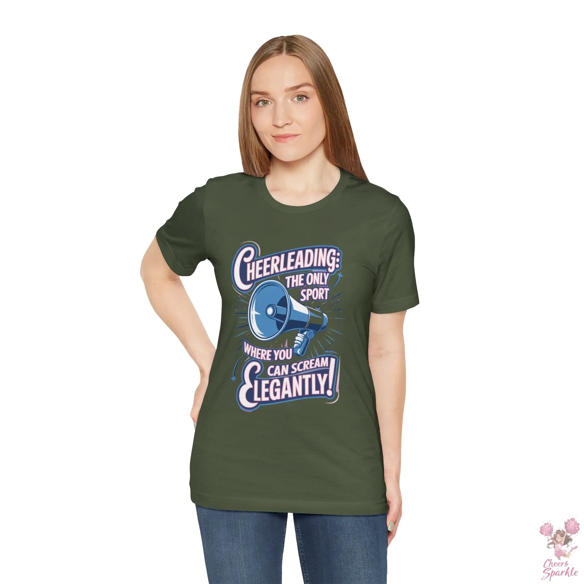 Cheerleading T-Shirt „Cheerleading: The Only Sport Where You Can Scream Elegantly!“ Cheers and Sparkle