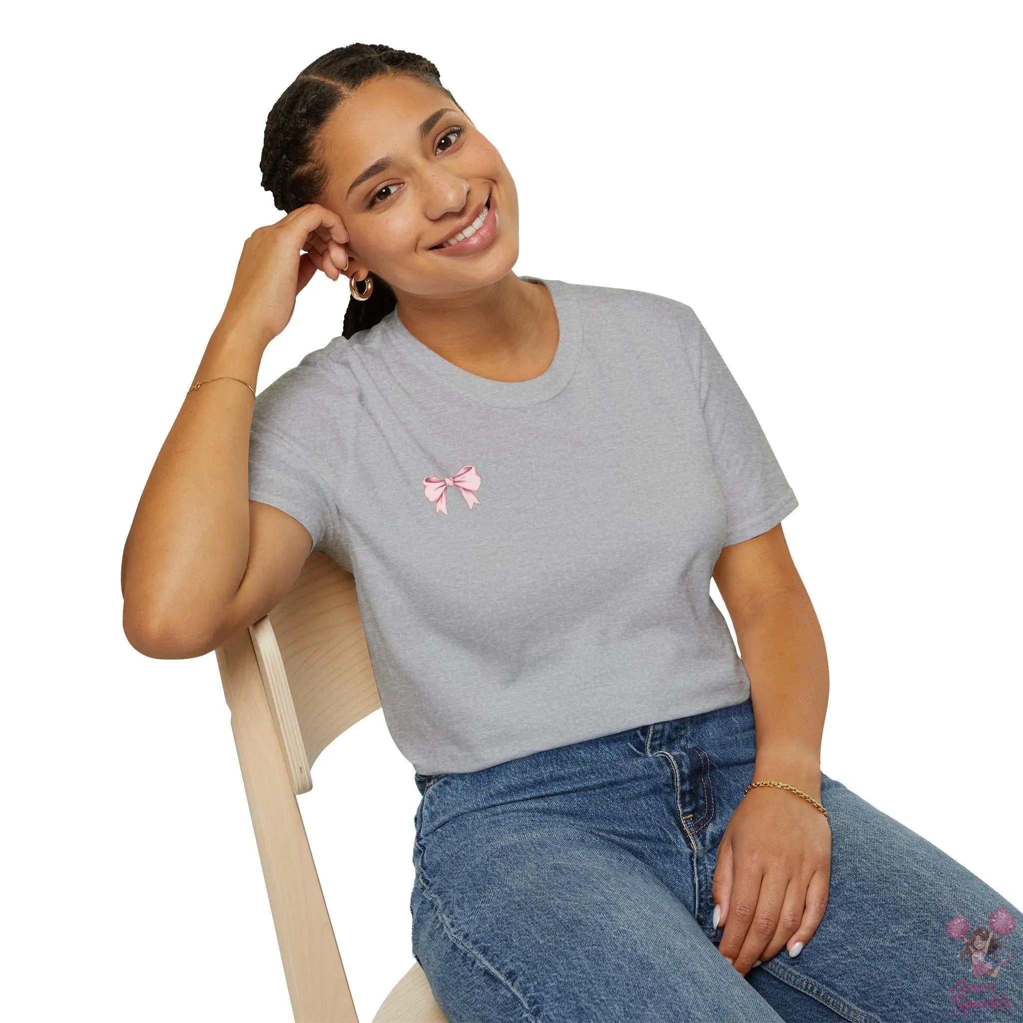 Cheerful Bow Unisex Softstyle T-Shirt Cheers and Sparkle