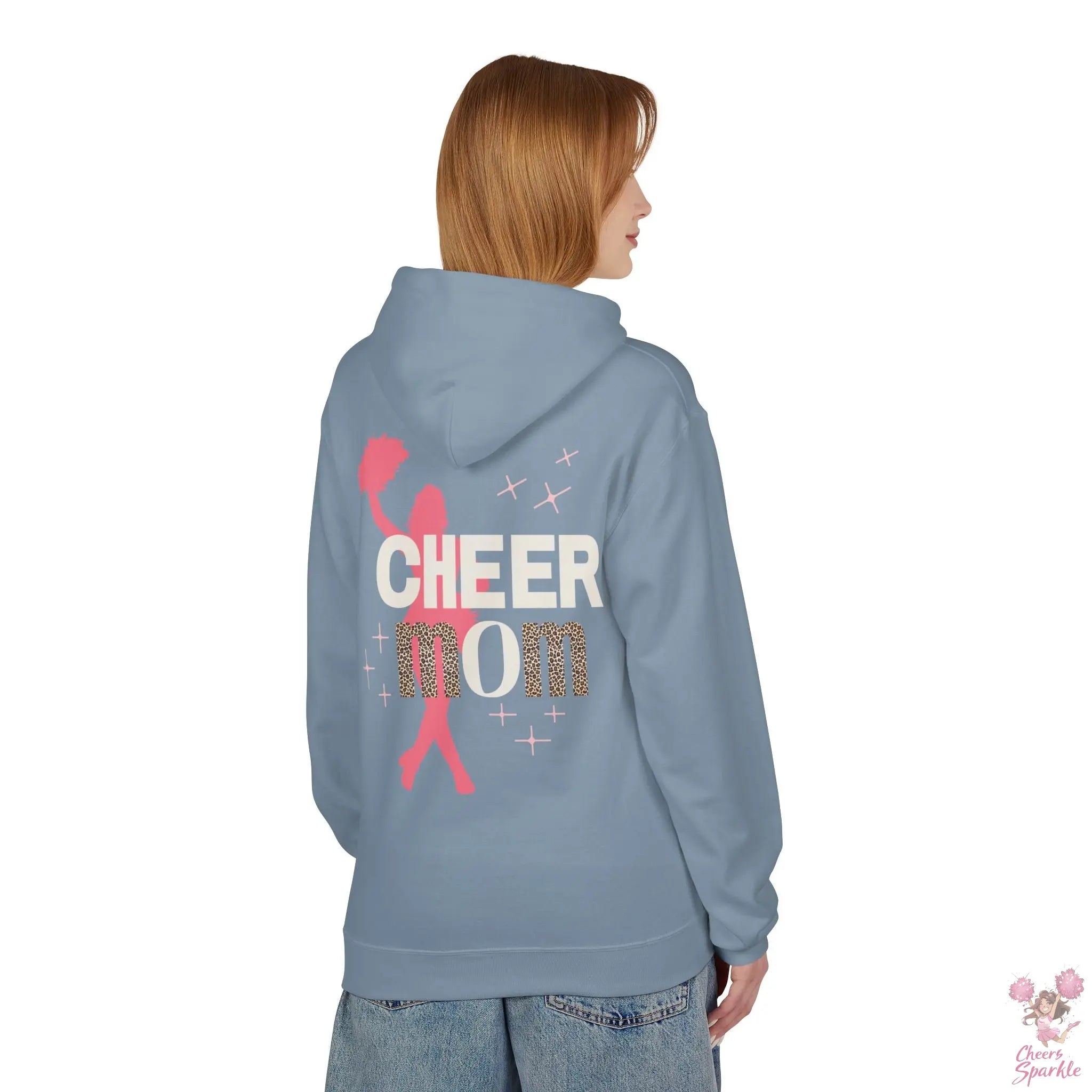 Cheer Mom Hoodie - Leo Print Cheers and Sparkle