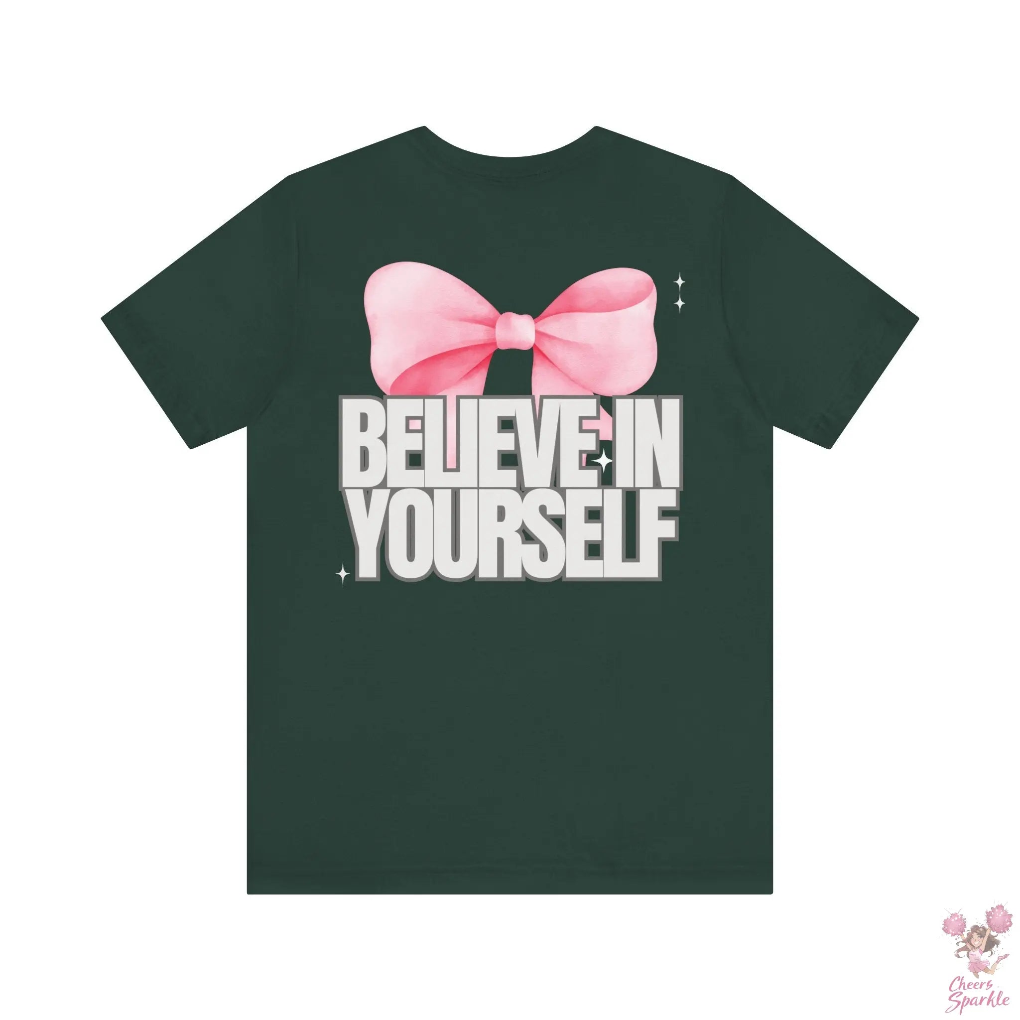 "Believe in Yourself"  mit Schleifenmotiv V-Ausschnitt T-Shirt Cheers and Sparkle