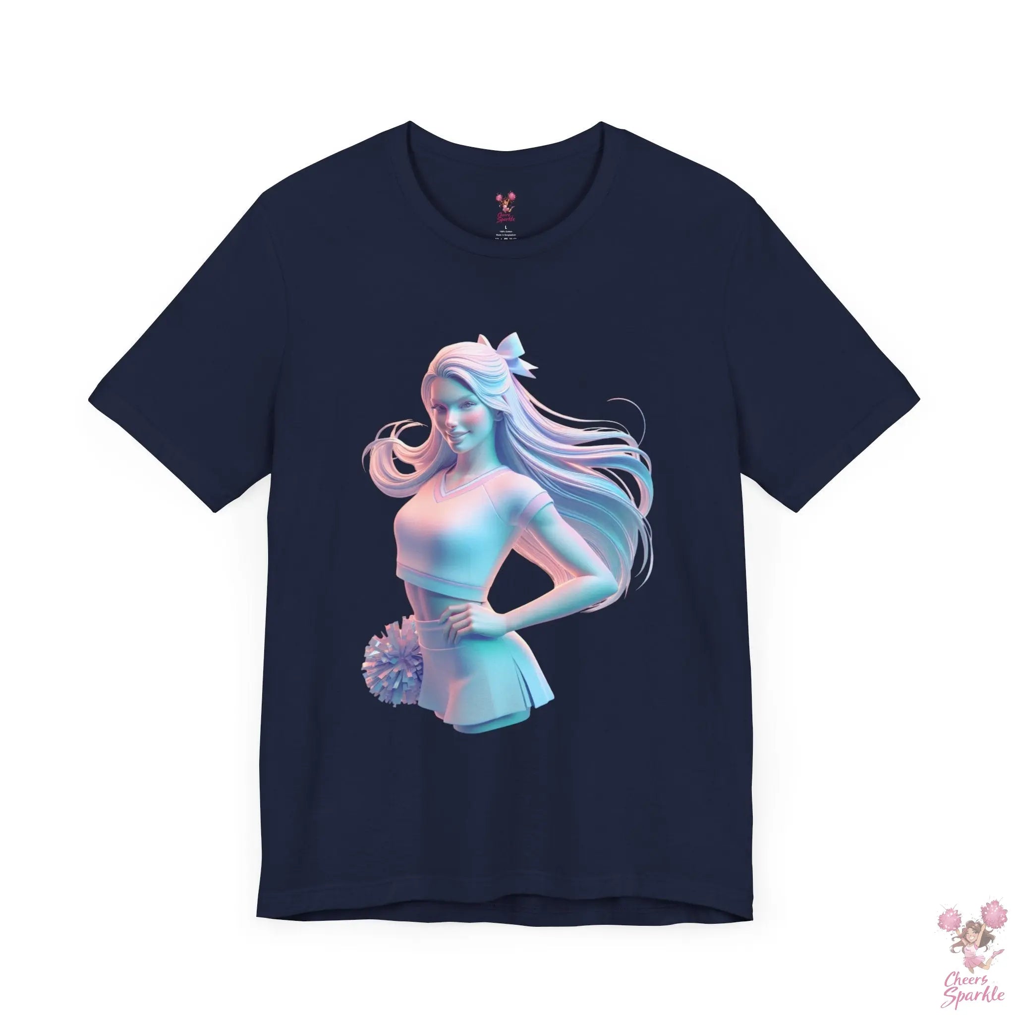Dynamisches 3D-Cheerleader-Motiv T-Shirt Cheers and Sparkle