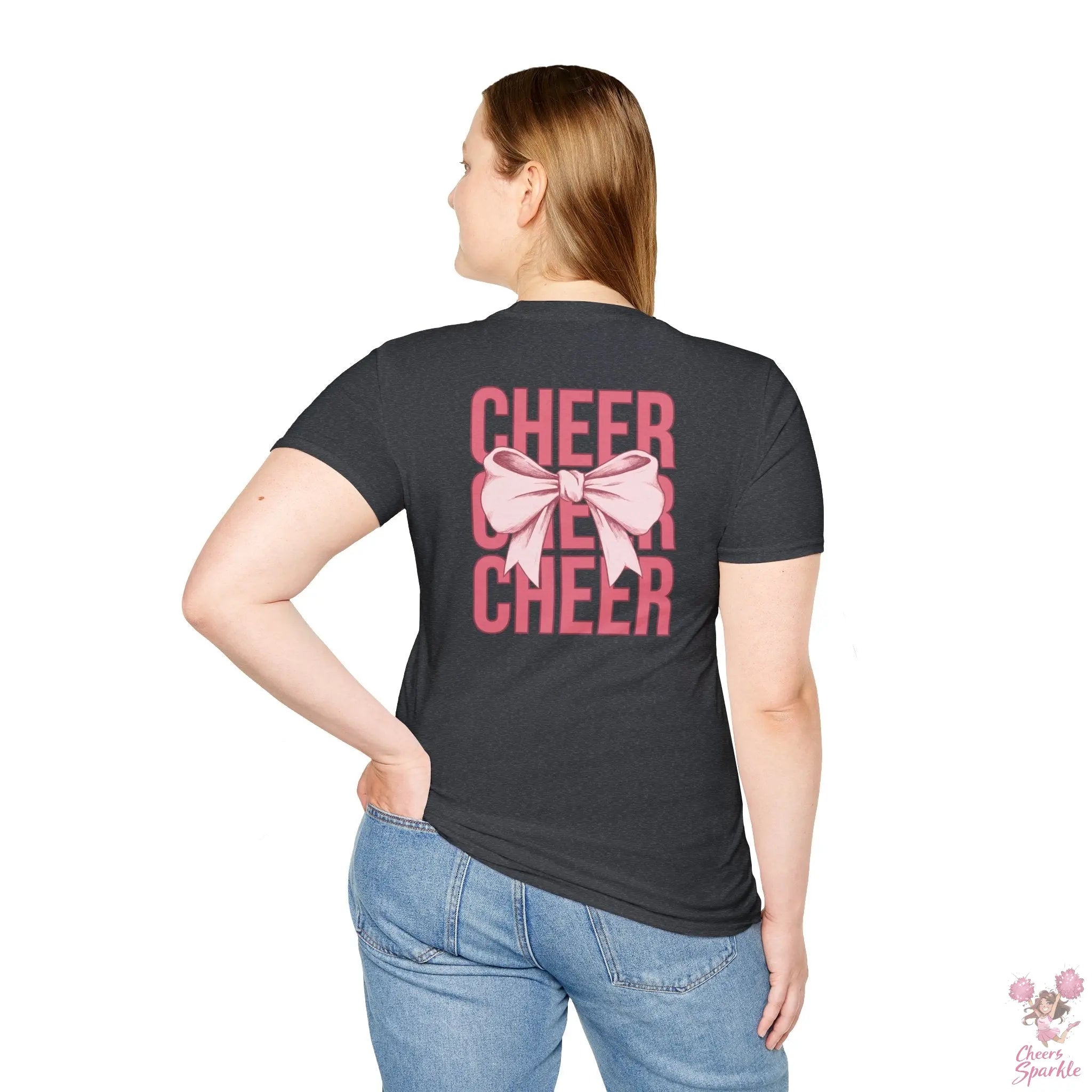 Cheerful Bow Unisex Softstyle T-Shirt Cheers and Sparkle