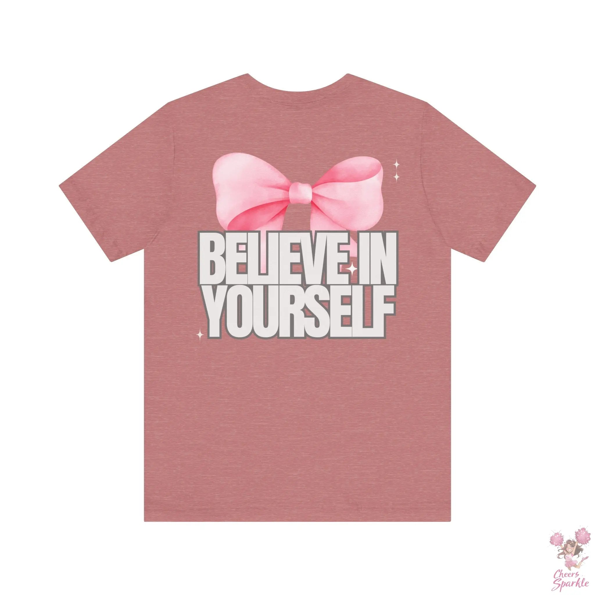 "Believe in Yourself"  mit Schleifenmotiv V-Ausschnitt T-Shirt Cheers and Sparkle