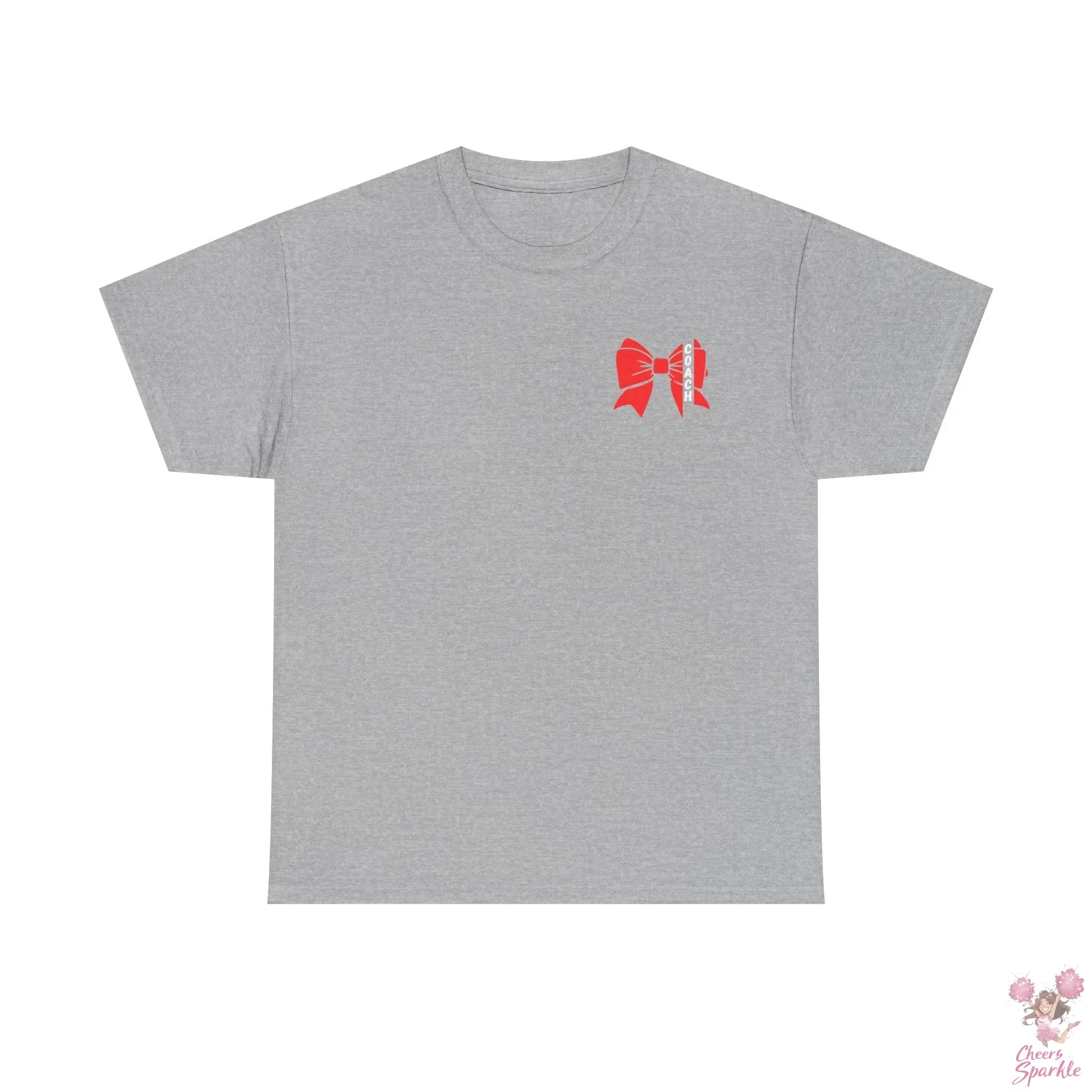 Cheer Coach T-Shirt mit roter Schleife Printify
