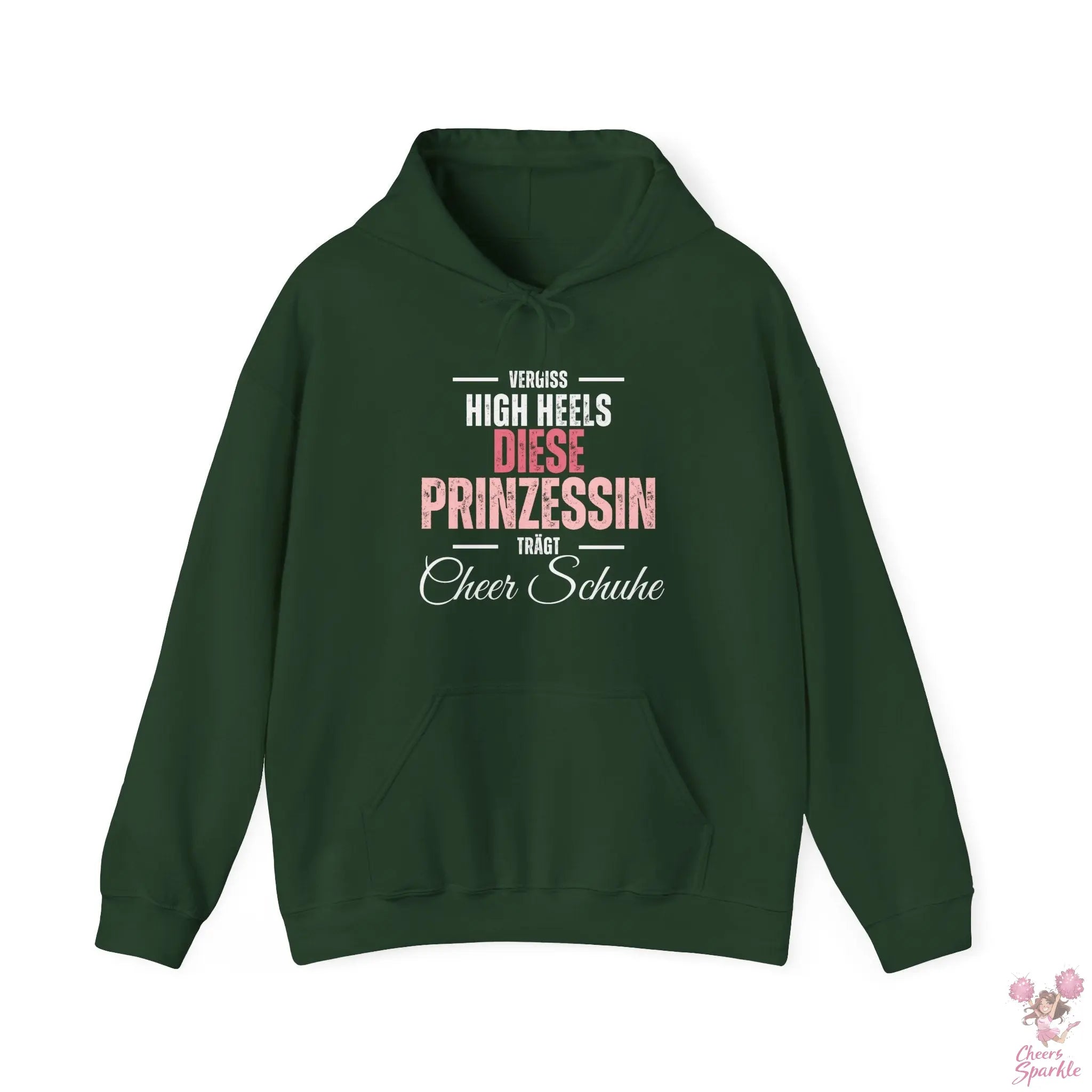 Hoodie „Vergiss Highheels, diese Prinzessin trägt Cheer Schuhe“ Printify