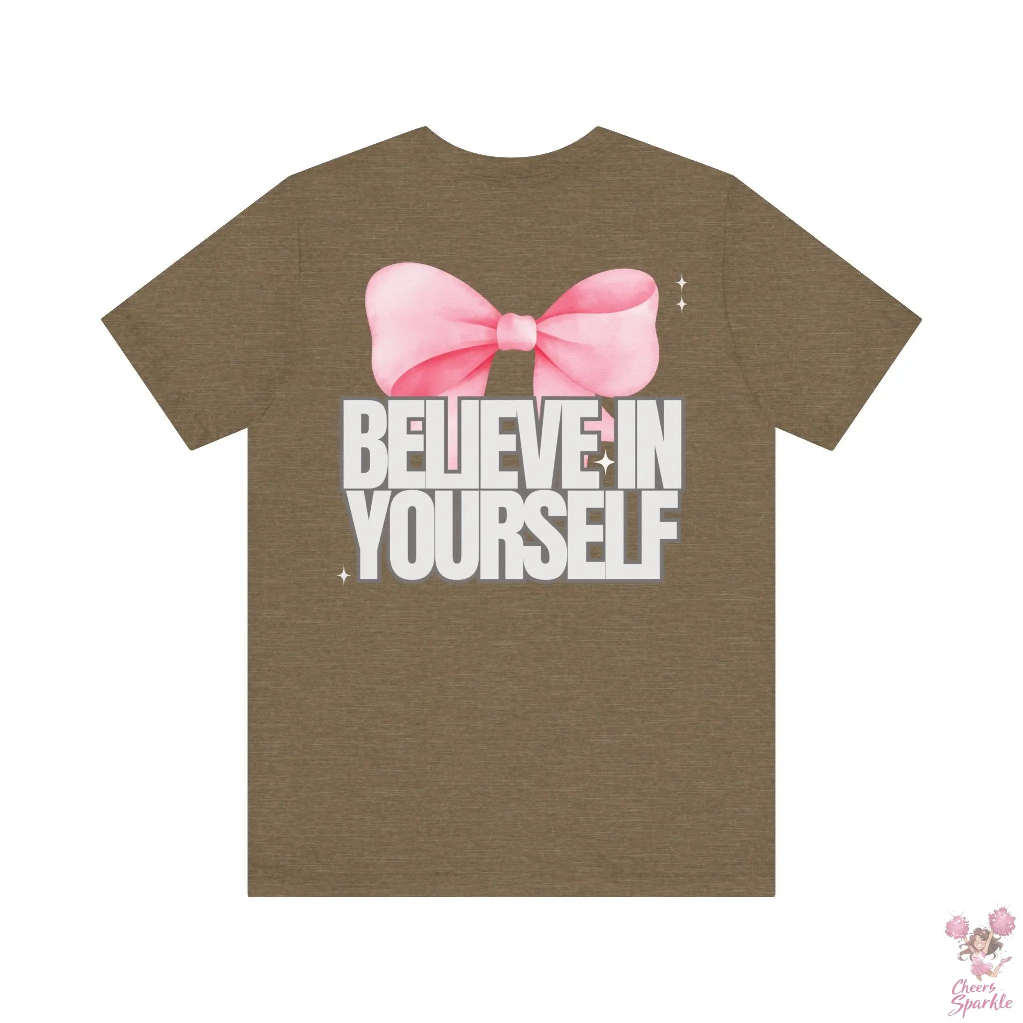 "Believe in Yourself"  mit Schleifenmotiv V-Ausschnitt T-Shirt Cheers and Sparkle