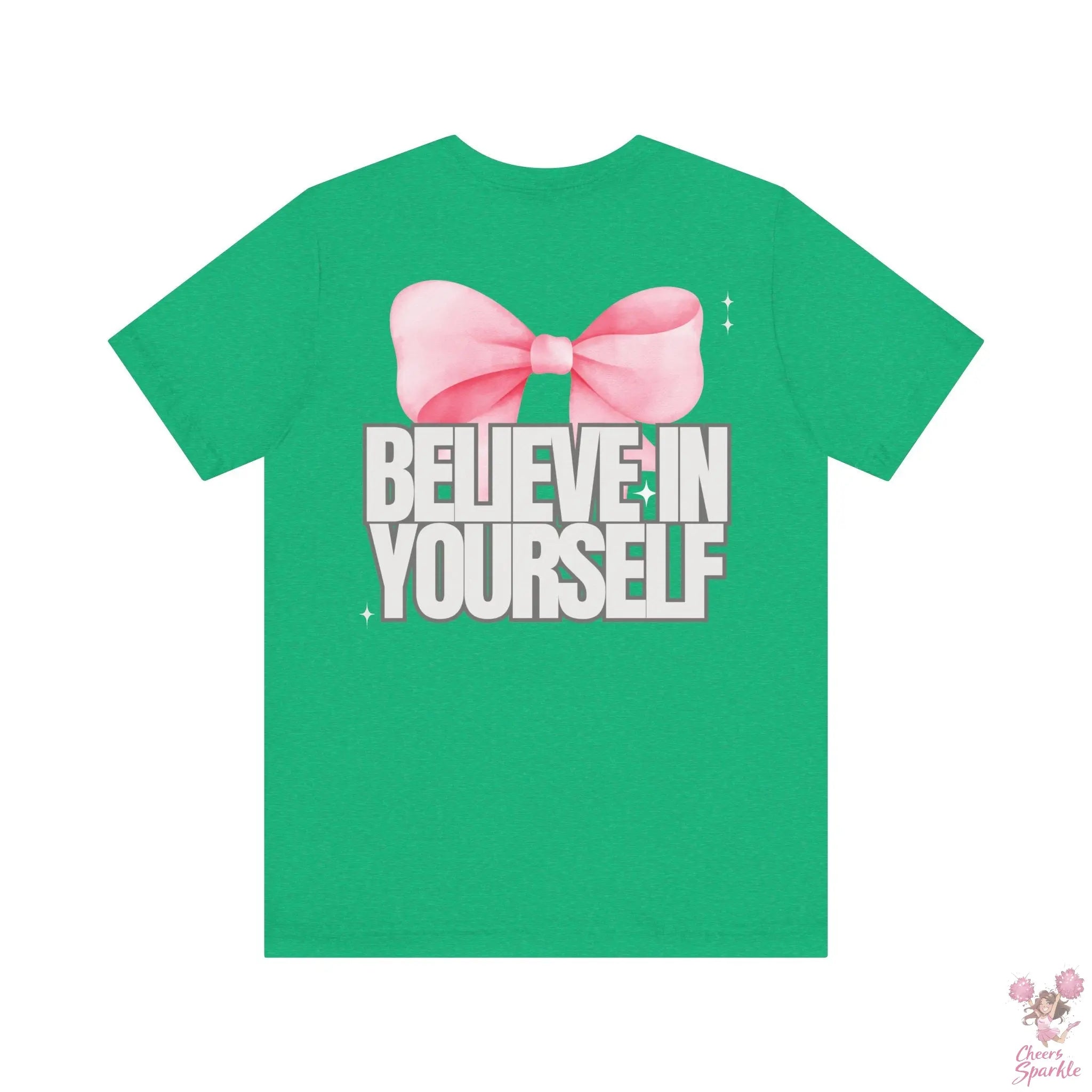 "Believe in Yourself"  mit Schleifenmotiv V-Ausschnitt T-Shirt Cheers and Sparkle