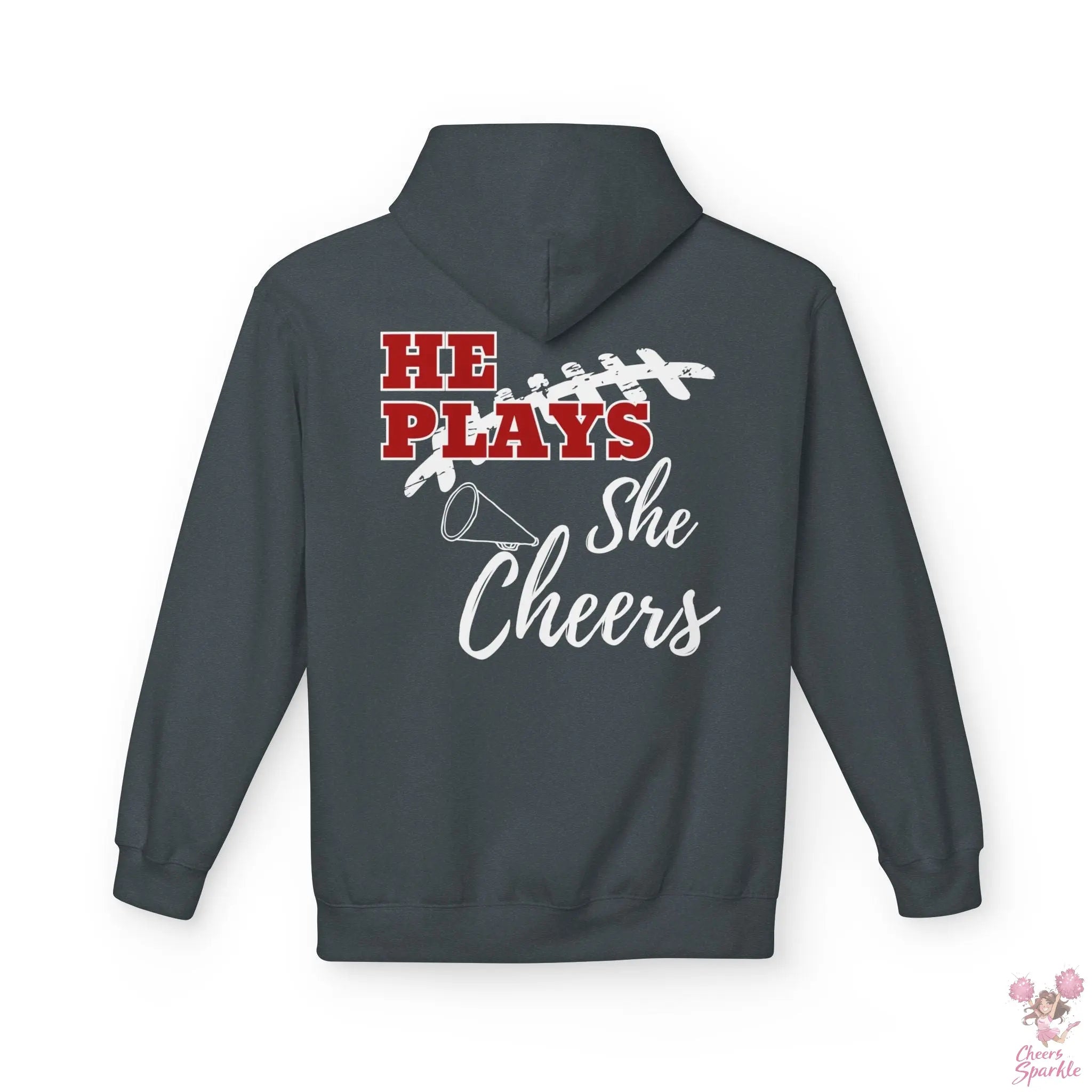 He Plays - She Cheers Hoodie Printify